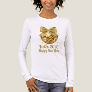 En Tri-matière  ✨ Bonjour 2026 Bonne Année T-Shirt Boule à Facett