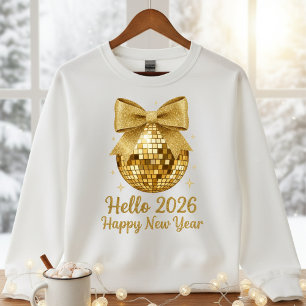 En Tri-matière  ✨ Bonjour 2026 Bonne Année T-Shirt Boule à Facett