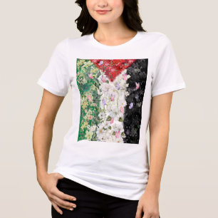 En Tri-matière Carte florale de la Palestine - T-shirt de la cart