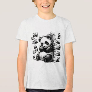 En Tri-matière Charmant T-shirt Panda couleur noir et blanc