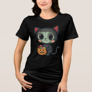 En Tri-matière Chat T-Shirt de Halloween Frankenstein