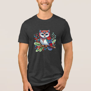 En Tri-matière Chouette de Noël colorée T-shirt homme