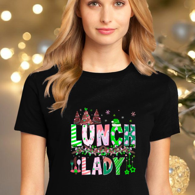 En Tri-matière Christmas School Lunch Lady T-Shirt (Créateur téléchargé)