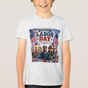En Tri-matière conception de t-shirt de journée du travail heureu