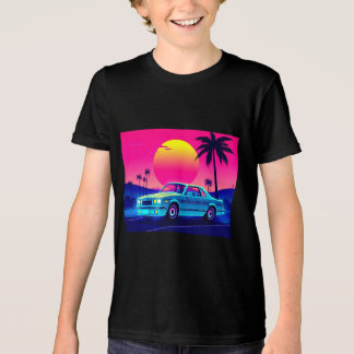 En Tri-matière Cool Retro 80s Neon Muscle Car Kids T-Shirt