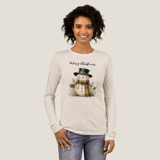 En Tri-matière Cute Holiday Snowman T-Shirt
