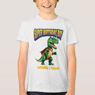 En Tri-matière Dino Super Anniversaire Garçon T-Shirt (Âge modifi