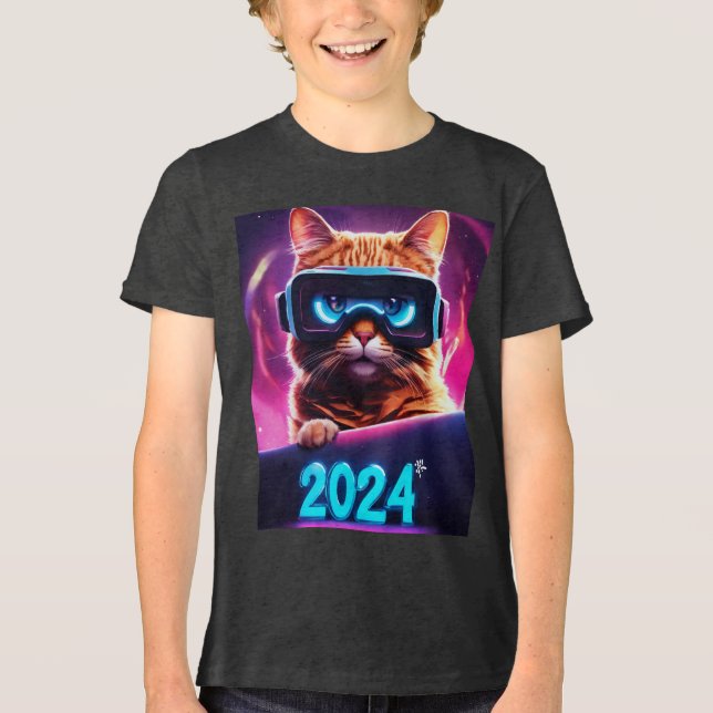 En Tri-matière Feline Future : T-shirt VR Vision 2024 (Recto)