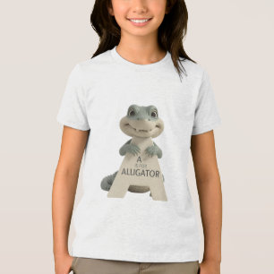 En Tri-matière Jolie Lettre De Crocodile A Enfant T-Shirt Anima