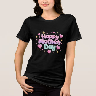 En Tri-matière Joyeuse Fête des Mères T-Shirt Lettre Bulle Mignon