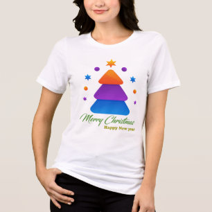 En Tri-matière Joyeux Noël Bonne Année T-shirt Tri-Blend Femme