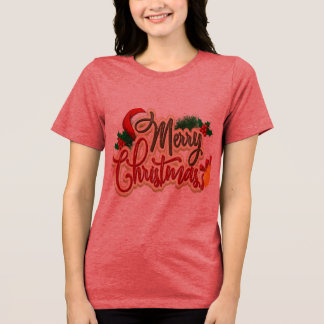 En Tri-matière Joyeux Noël Design pour T-shirt Cadeaux de Vacance