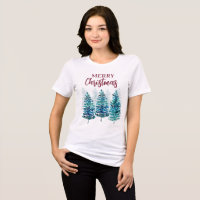 Joyeux Noël Forêt Moderne Arbres Femme T-shirt
