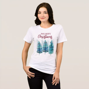 En Tri-matière Joyeux Noël Forêt Moderne Arbres Femme T-shirt