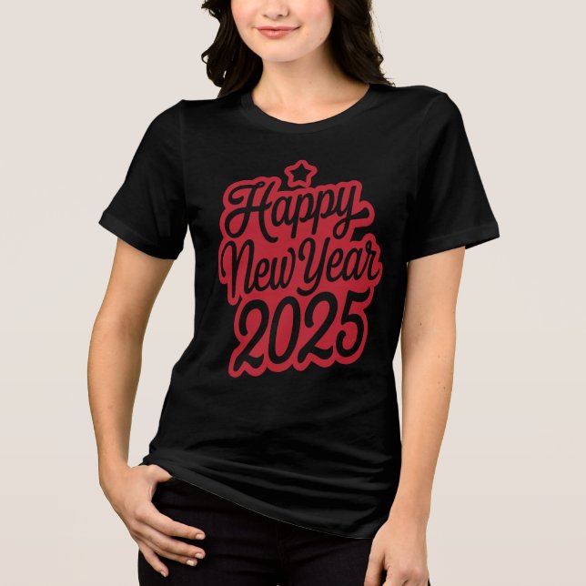 En Tri-matière Joyeux Nouvel An 2025 Graphic Design T-shirt (Recto)