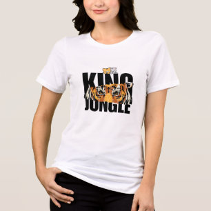En Tri-matière Le t-shirt à motif de lion roi et de chat