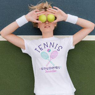 En Tri-matière "Le tennis est ma thérapie" T-shirt personnalisé p