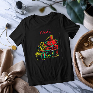 En Tri-matière Ligne artistique néon sur piano T-shirt musical