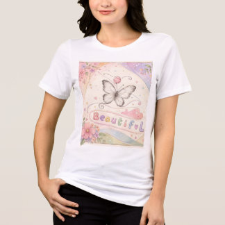 En Tri-matière Magnifique T-Shirt Papillon | Inspiration Florale