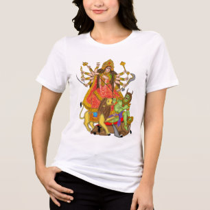 En Tri-matière Mahishasur Mardini Durga T-shirt