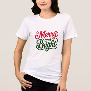 En Tri-matière Merry and Bright T-Shirt - Festive Holiday Design