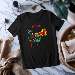 En Tri-matière Neon Trumpet Line Art   T-shirt musicale vibrant