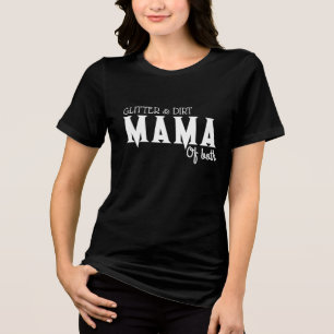 En Tri-matière Paillettes et Poussière Maman des Deux T-Shirt – M
