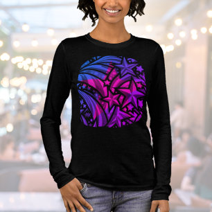 En Tri-matière Purple Blue Rose Stars Nom T-shirt graphique