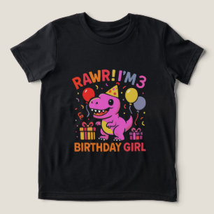 En Tri-matière Rawr I'm 3 Dinosaur Birthday Girl T-Shirt
