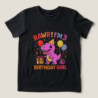En Tri-matière Rawr I'm 3 Dinosaur Birthday Girl T-Shirt