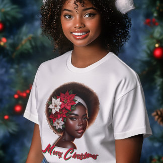 En Tri-matière Reine afro-américaine avec T-shirt Poinsettias