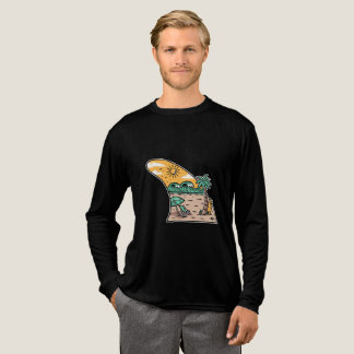 En Tri-matière Retro Surf Fin Beach Scene T-Shirt