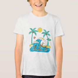 En Tri-matière Surf & Waves – Cartoon Beach Boy T-Shirt