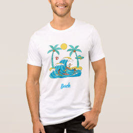 En Tri-matière Surf & Waves – Cartoon Beach Men T-Shirt