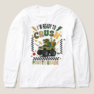 En Tri-matière T-shirt 4e année Retour à l'école Dinosaure Monste