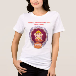 En Tri-matière T-shirt Bappa est ici Modak est près de Ganesh Cha