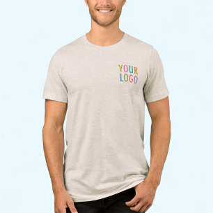En Tri-matière T-shirt Beige Homme Premium - Logo d'affaires pers
