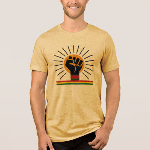 En Tri-matière T-shirt Black Unity Power Poing levé Soleil levant