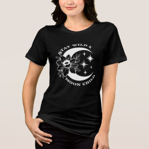 En Tri-matière T-Shirt Boho Enfant Lune - Épine Céleste