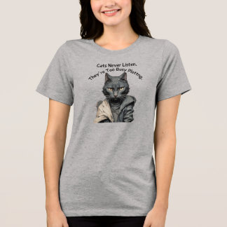 En Tri-matière T-shirt Chat femme écrivaine