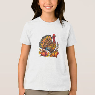 En Tri-matière T-shirt Citrouille Thanksgiving Turquie