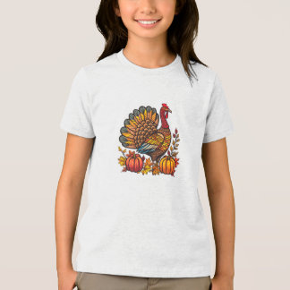 En Tri-matière T-shirt Citrouille Thanksgiving Turquie