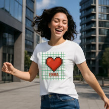 T-shirt Coeur rétro personnalisé - Nom modifiable