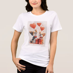 En Tri-matière T-Shirt Couple Chien Deux Côtés - Doux
