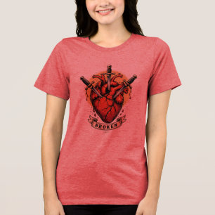 En Tri-matière T-Shirt Dagues de Cœur Brisé