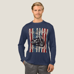 En Tri-matière T-Shirt de biker patriotique avec drapeau à grain