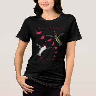En Tri-matière T-shirt de mariée Humming Birds & Grunge Hearts