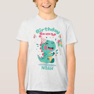 En Tri-matière T-Shirt de naissance personnalisé de dinosaure pou