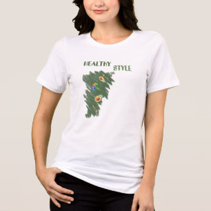 En Tri-matière T-shirt de nourriture saine avec inscription amusa