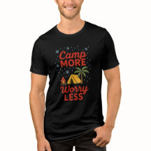 T-Shirt de randonnée tente feu de camp nature